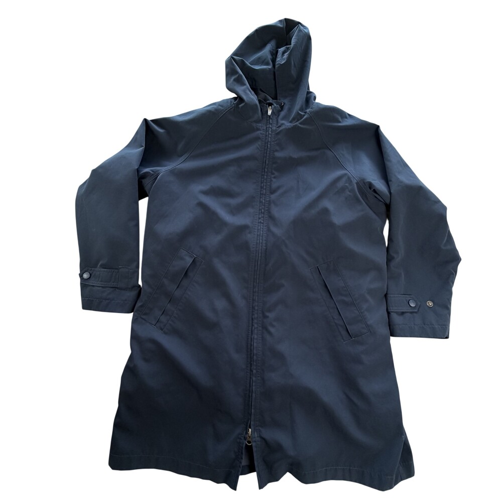 L.L.Bean Coat Womens Large Petite Blue Hooded Rain Wool Liner Insulated 0YR94